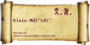 Klein Máté névjegykártya